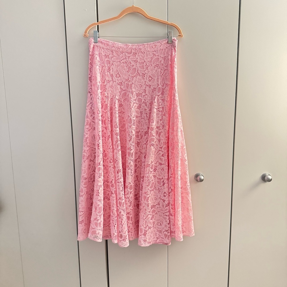 Loeffler randall pink lace bodysuit and skirt size L - Picture 6 of 10